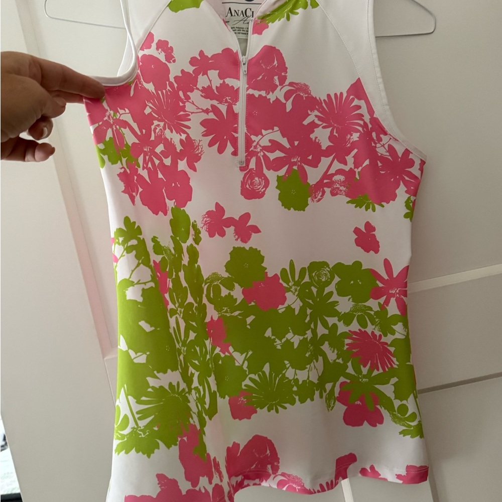 ANAC White and Pink Floral Tank Top